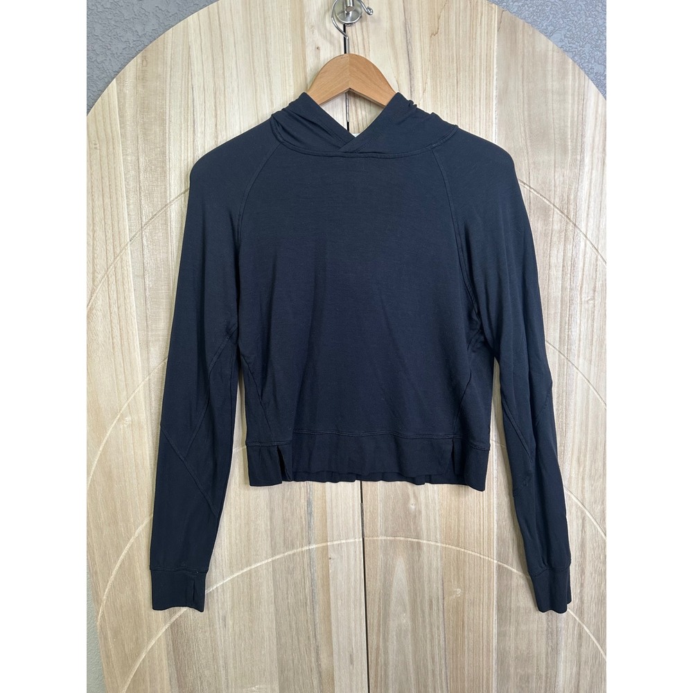 All in Motion Black Hooded Sweatshirt Long Sleeve‎ Thumbhole Activewear Top XS